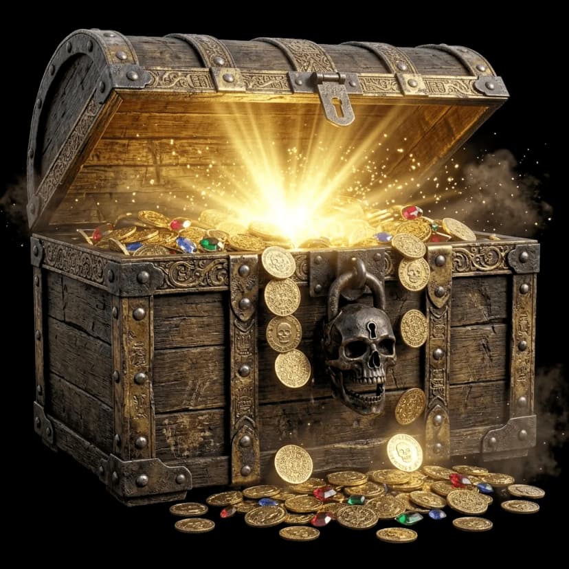 Open Glowing Pirate Treasure Chest